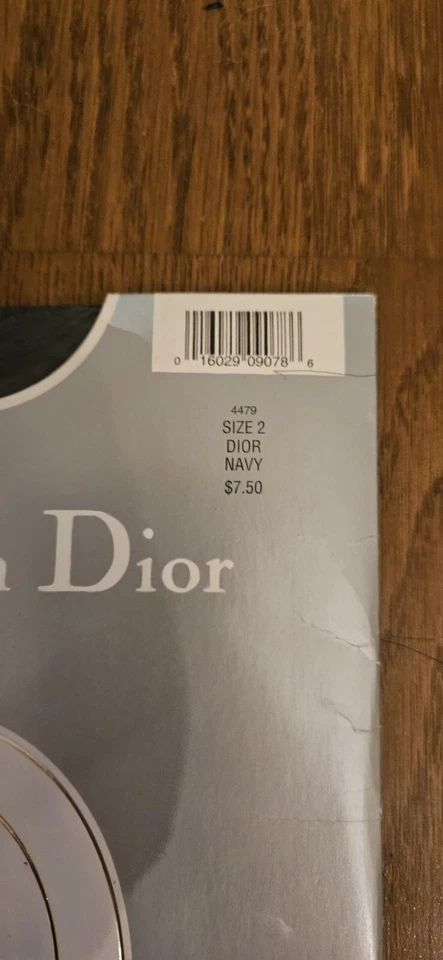 Pantimedias retro Christian Dior azul marino nuevas en caja Mkd talla 2 Foto 3 de 4