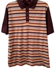 NYNE Retro Stripe Man's Polo Shirt Medium EUC New You New Energy