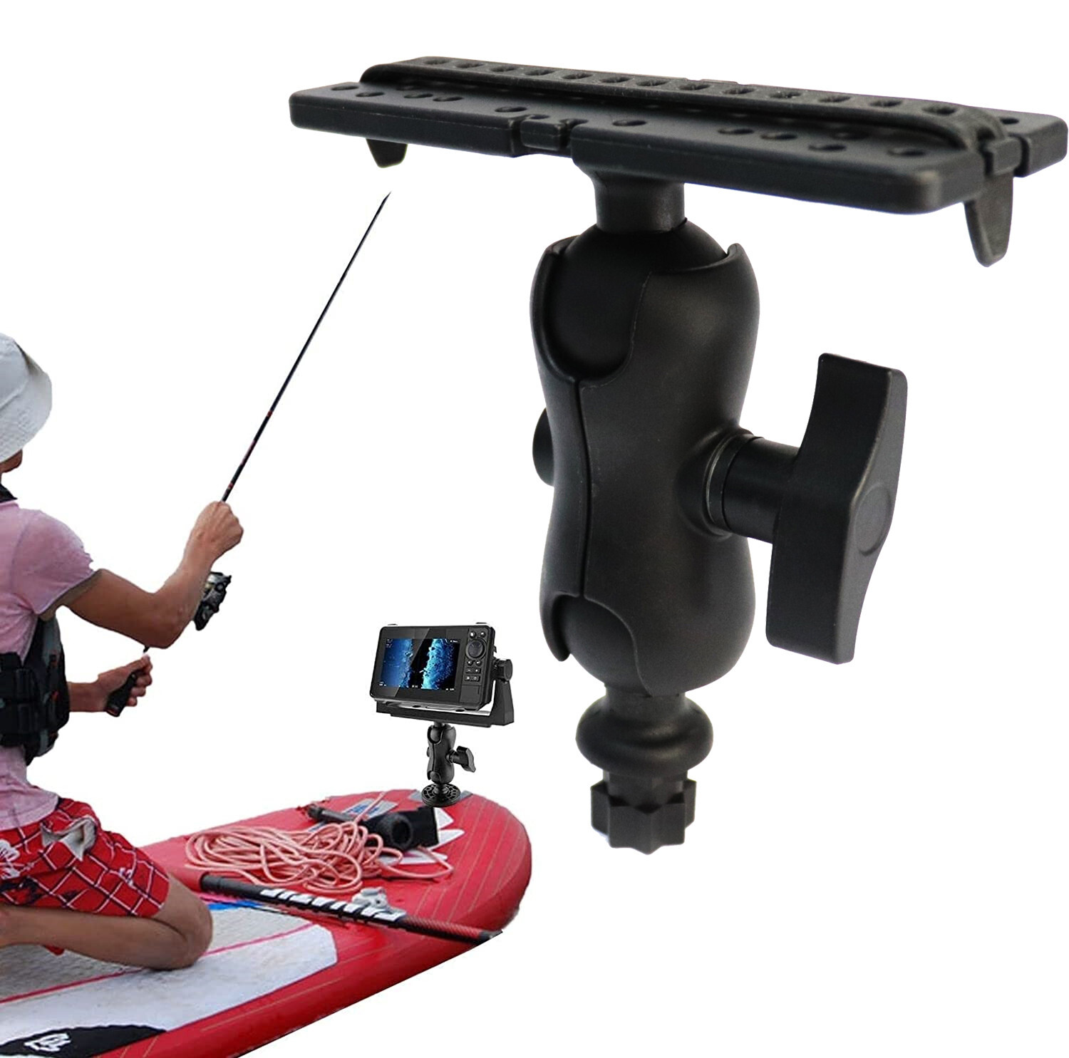Adjustable Fish Finder Mount Base Plate Bracket Holder Rack for Boat Canoe Kayak