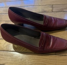 Nine West Women Red Leather Loafers Shoes Size 6M