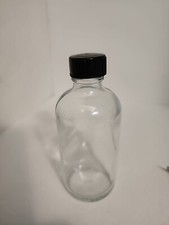  120 ml 4oz Clear Boston Round Glass With Black Cap: 5 Bottles