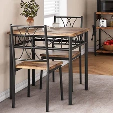 🆕Dining Table Set for 2 Kitchen Table and Chairs for 2 Metal and Wood Chairs US