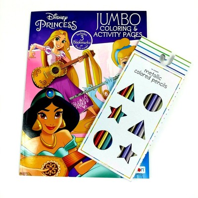 disney princess coloring activity bookmarks metallic colored pencils