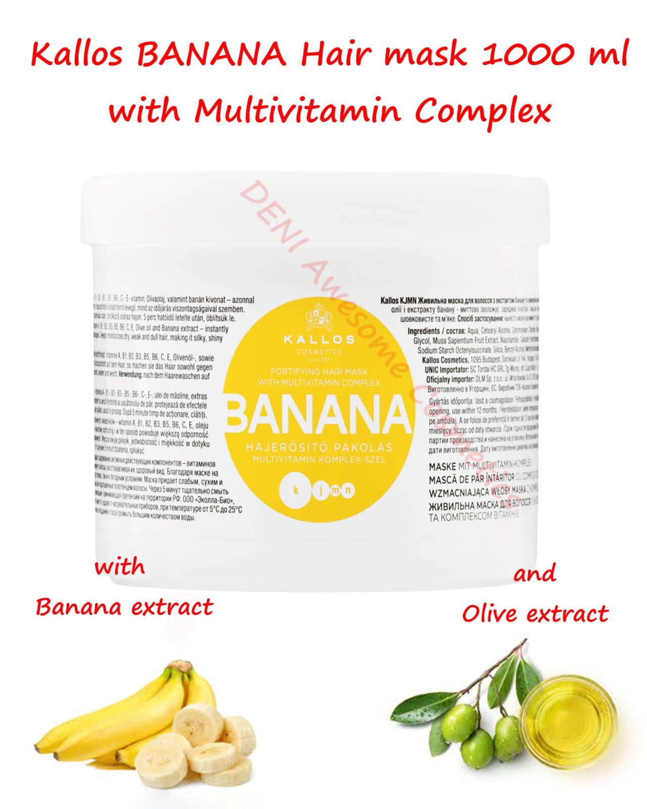 Kallos BANANA Fortifying Hair Mask with Multivitamin complex 500ml
