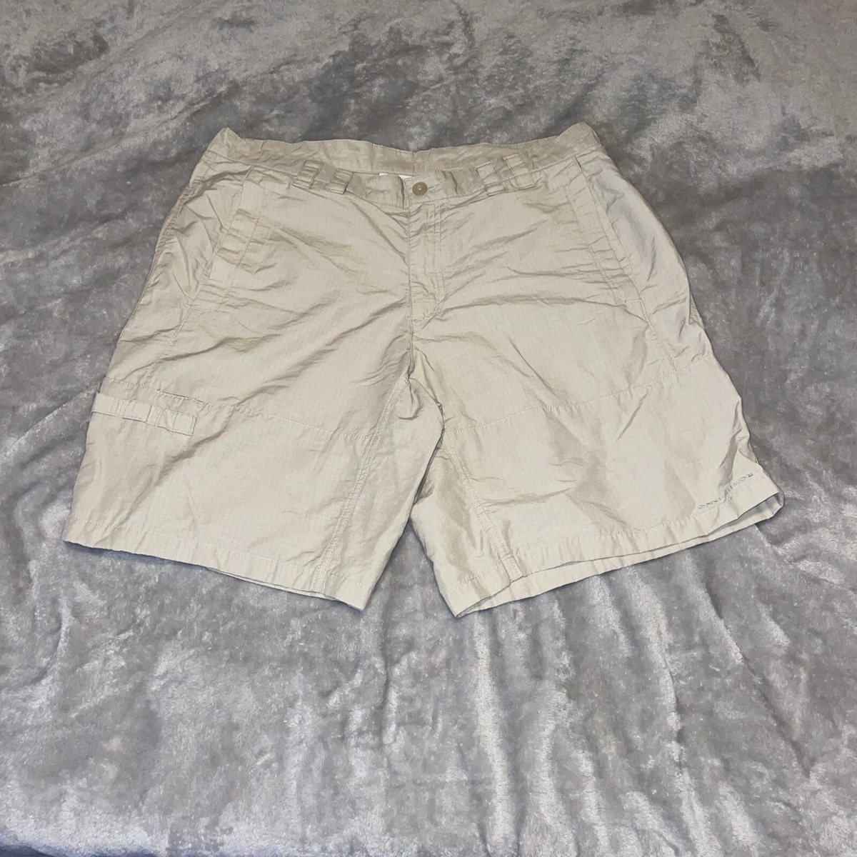 Columbia PFG Cargo Fishing Shorts Mens 38 Beige Nylon Light Weight