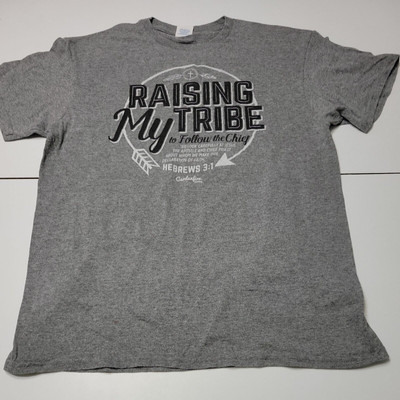 Delta Shirt Women Medium Grey Heathered Top Raising My Tribe Hebrew 3 Basic Tee