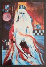 art postcard Carmen Tinoco Chess game of love and death 1998 gallery invitation