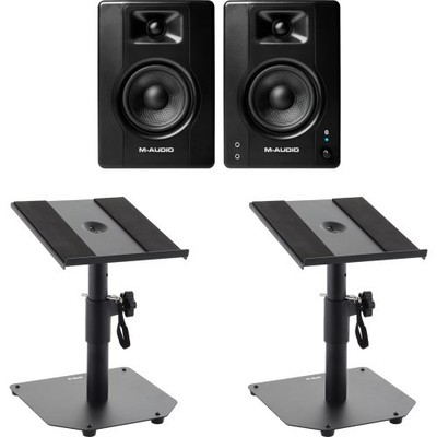 M-Audio BX4BT Paar Bluetooth Studiomonitore Tischstativ Set | Neu