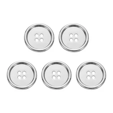 5pcs Metal Button 25mm (0.98") 4 Holes Alloy Round Sewing Buttons, White