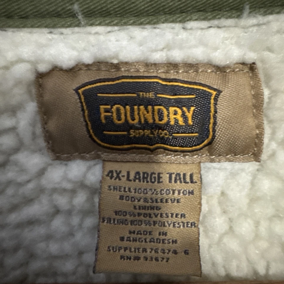 Abrigo Foundry Grande y Alto Pesado Sherpa Forrado Botón Frontal Talla 4XLT Verde Oliva Foto 4 de 4