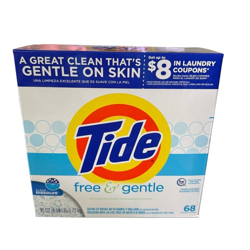 Tide Free and Gentle Laundry Detergent Powder 68 Loads 95 Oz NEW * 1 BOX* - Picture 6 of 6