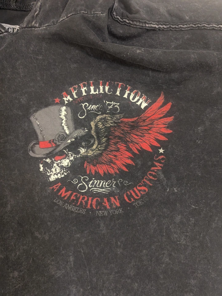 De colección Y2K Affliction Hecho en EE. UU. Para Hombres 2xL American Customs LW Sudadera con Capucha Calavera Motociclista Foto 3 de 4