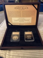 Isle of Man "180th ANN. OF THE PENNY BLACK" Silver£5 Coin Penny Black Stamp