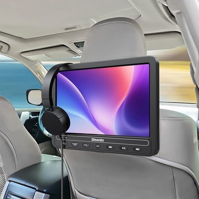 10.1'' Car Headrest Monitor DVD CD Player HD Screen TV USB/HDMI Battery Headset