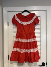 Vintage 70s Handmade Square Dance Dress Rockabilly Swing Cottage Retro M Dainty