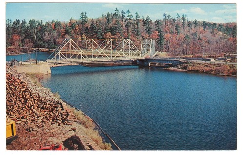 Lyons Falls New York Drei-Wege-Brücke Elch schwarze Flüsse Postkarte - Bild 1 von 2