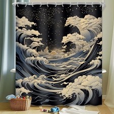 Anime Shower Curtain Japanese Great Shower 70"W x 78"L Pack of 1 Waves