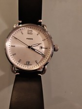 Fossil Herren Uhr The Commuter 42mm Neuwertig Silber Leder