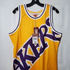 Los Angeles Lakers Basketball Jersey Mens Large Yellow Purple NBA Throwback
