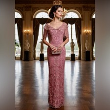 Elegant Lace hand, beaded Evening Gown
