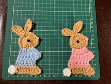 🐰1 Handmade Crochet Bunny  Appliqué /Embellishment pink or blue jacket 🐰