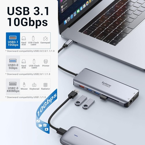 USB C Docking Station Dual Monitor,USB C Monitor 2 HDMI + VGA - 第 5/9 張圖片