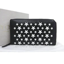 Jimmy Choo Leather Zip-Around Wallet Women Black One Size