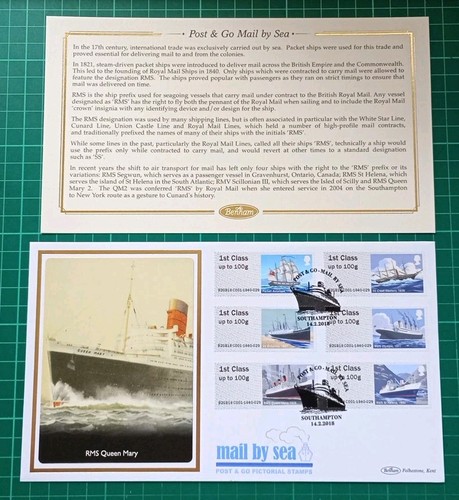 2018 Mail By Sea Post & Go RMS Queen Mary BENHAM FDC Southampton Pmk - Picture 2 of 3