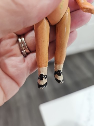 Antique CeramicDoll MadeIn Japan 5" Jointed Legs,Arms. Black Shoes/White Socks - Picture 5 of 8