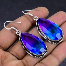 Bi-Color Tourmaline Gemstone 925 Sterling Silver gift Jewelry Earring 2.09" y626