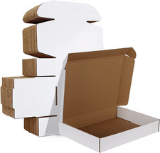 12X9X2 Inches Shipping Boxes Set of 25, White Corrugated Cardboard Box Literatur