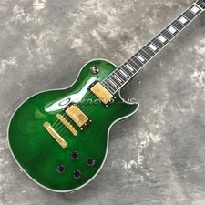Trans Green Quilted Custom Electric Guitar LP Mahogany Body 6 String US Stock