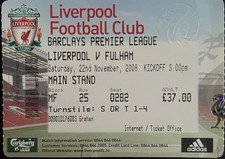 LIVERPOOL V FULHAM-22/11/08-FA PREMIER LEAGUE TICKET.