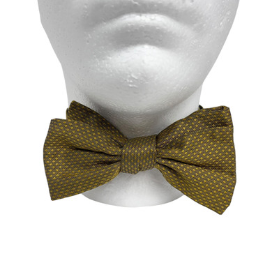 Charvet Place Vendome Men's Bow Tie Mustard/Gold Diamonds 100% Silk France euc
