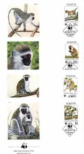 [54169] St. Kitts 1986 Wild life WWF FDC Vervet monkey 4 covers MNH