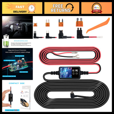 Hardwire Kit for Dash Cam, Mini USB 12V-24V to 5V Charger with Fuse Tap & Tools,