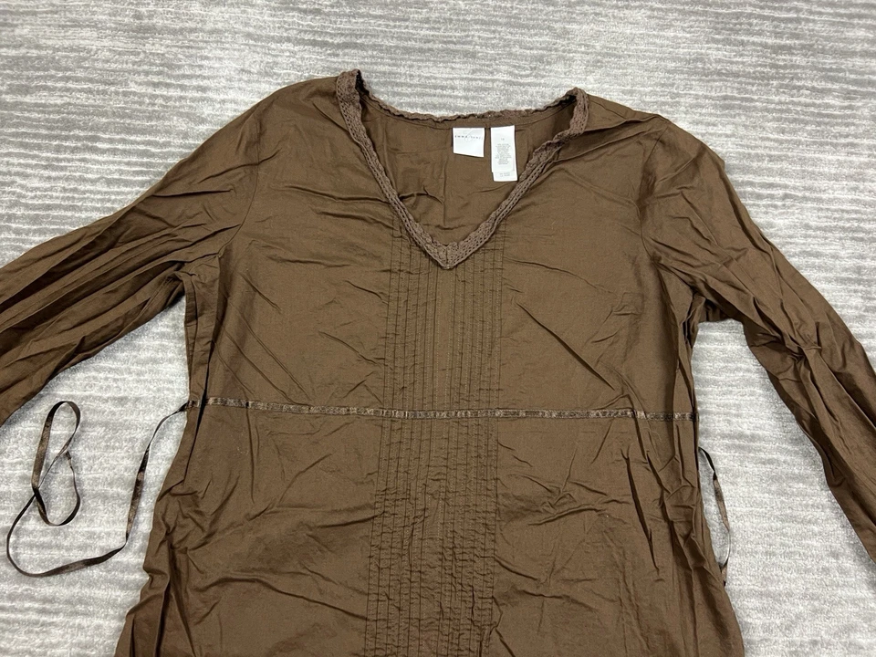 Top informal Emma James para mujer 18 marrón manga larga cuello en V algodón Foto 2 de 4