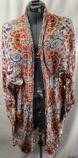 Free People Little Wing Mix Print Long Kimono Cut Out Back Women's One Size Boho