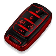 Tukellen for Dodge Key Fob Cover Soft TPU Full Protection 4-5 Buttons, Red