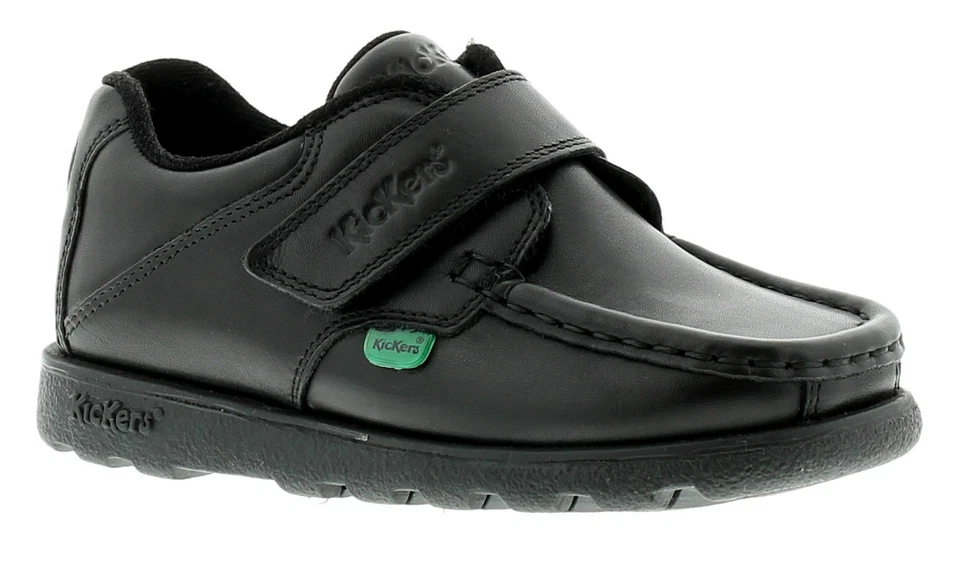 Kickers Boys School Shoes Fragma Strap3 Infant Leather Touch Fasten black UK Siz