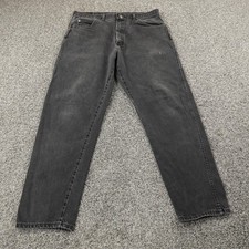 VTG Wrangler Jeans Mens 36X32 Dark Black Denim Pants Cowboy Western Grunge USA