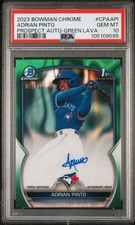 2023 Bowman Chrome Adrian Pinto Auto Green Lava Ref /99 #CPA-API 1st PSA10