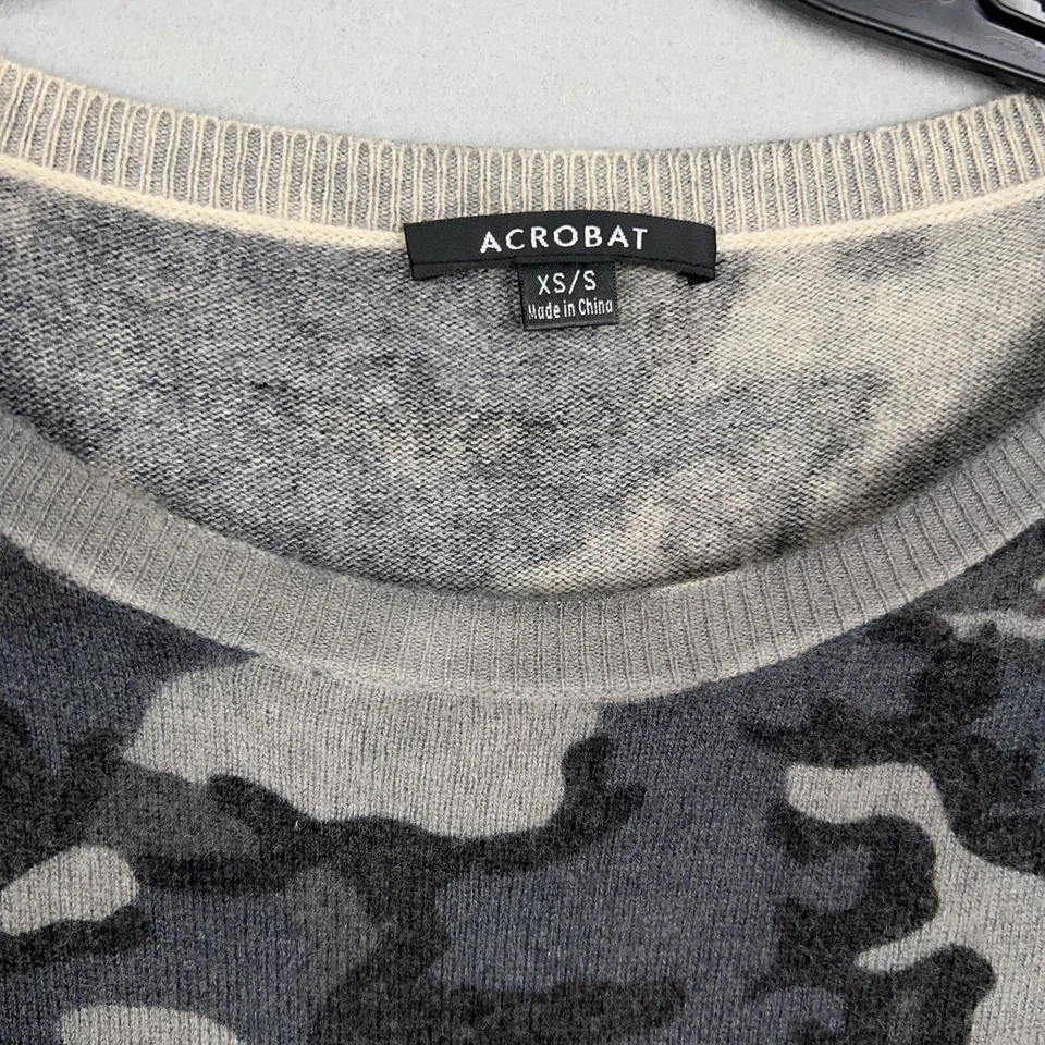 Suéter Acrobat Para Mujer XS/S Gris Camuflaje Lana Mezcla Cachemira Cuello Redondo Pullover Foto 4 de 4
