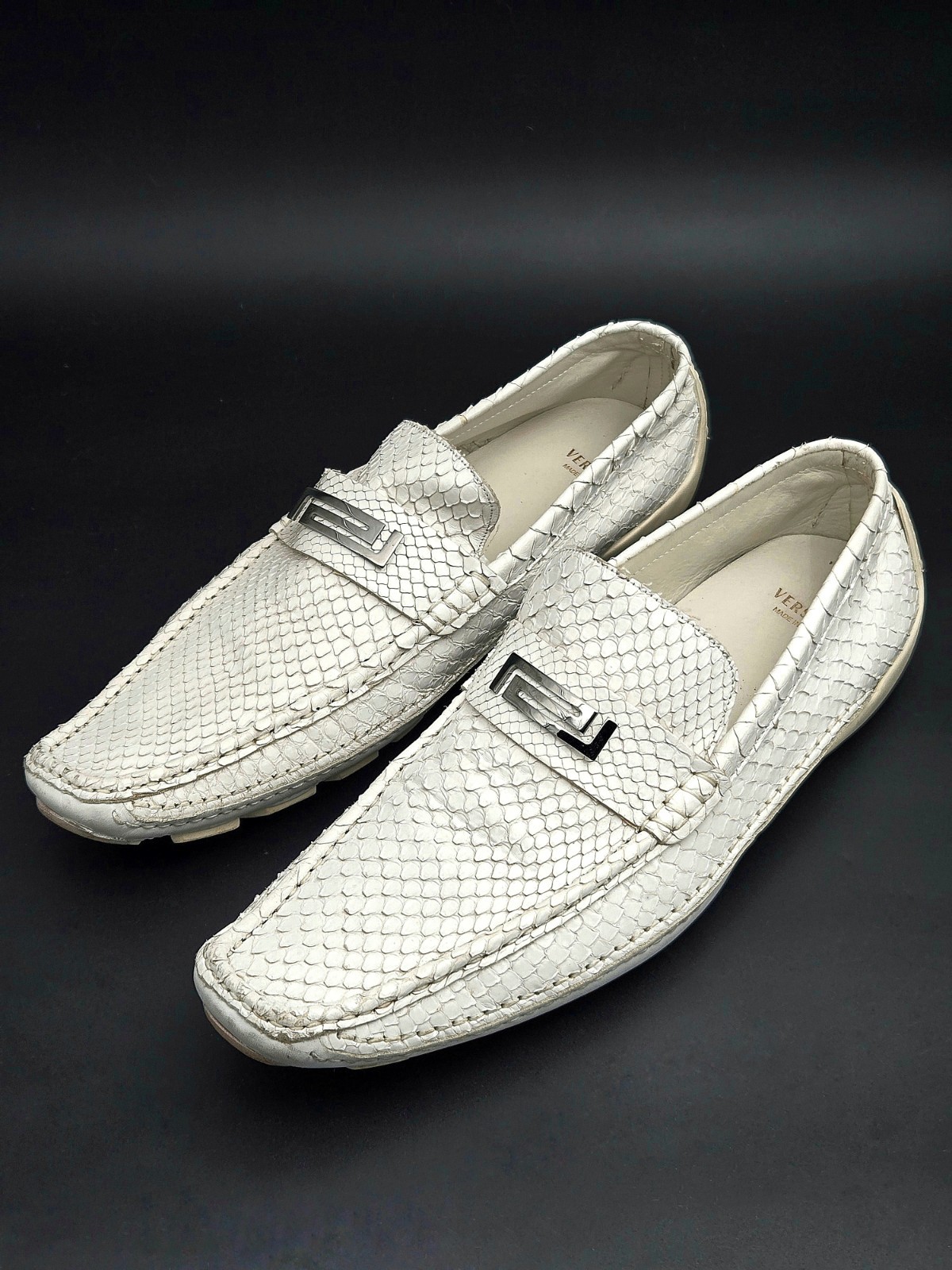 RARE GIANNI VERSACE WHITE PYTHON LEATHER LOAFERS … - image 1