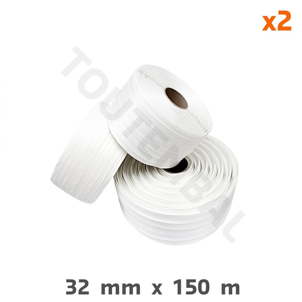 Feuillard textile tissé 32 mm pour éviter la rouille et les coupures lot de 2 bobines de 150m