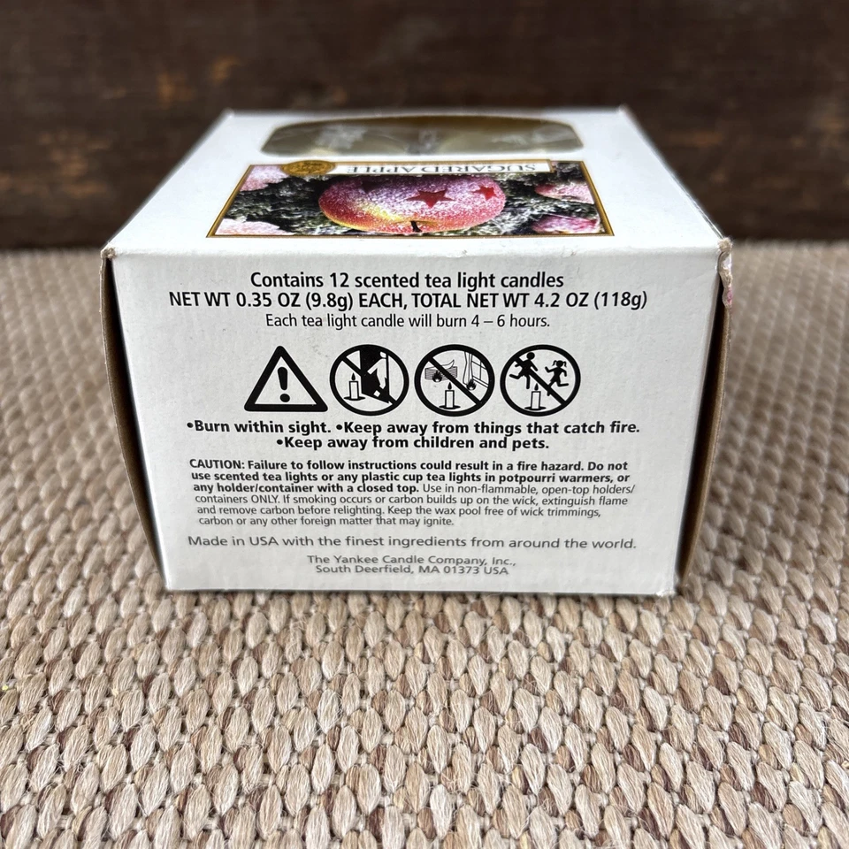 Yankee Candle Sugared Apple Scented Tea Light Candles Open Box Of 10 Retired - Image 2 of 3