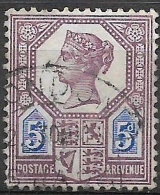 GB 1887 Queen Victoria 5d Dull Purple & Blue SG207
