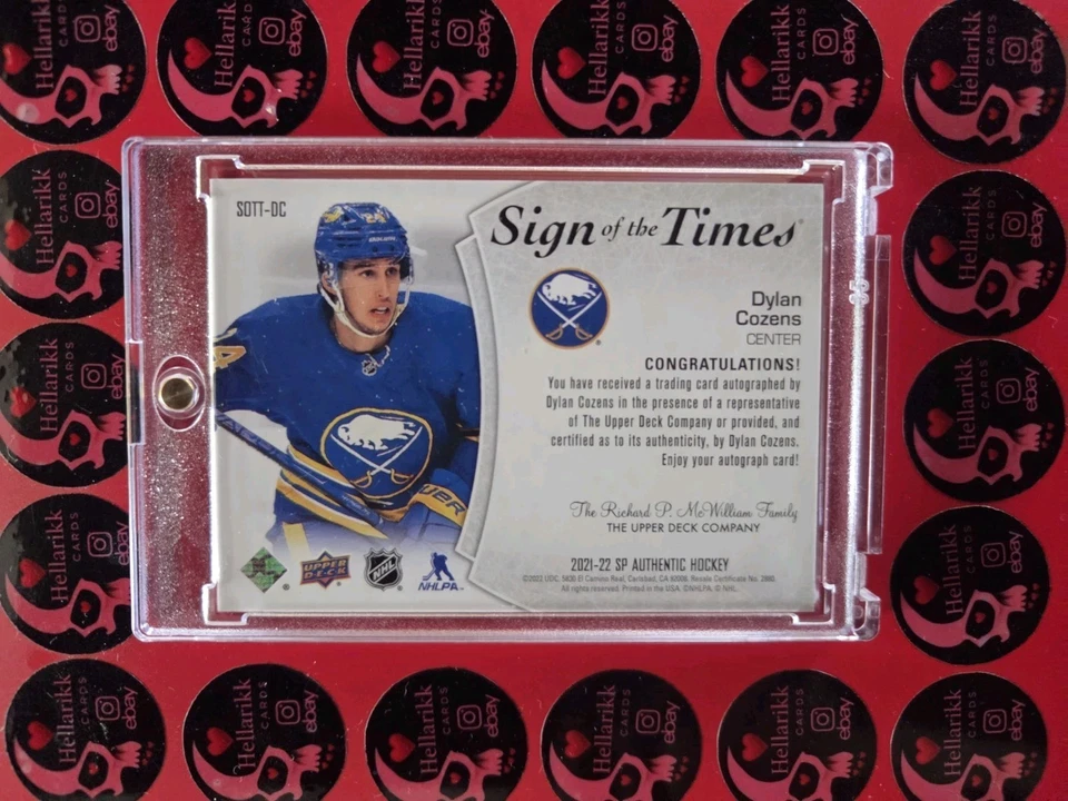 2021-22 Dylan Cozens SP Authentic Sign Of The Time Auto #SOTT-DC Upper Deck - Image 2 of 2
