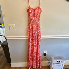 Size M Windsor Pink Sequin Spaghetti Strap Prom Dress