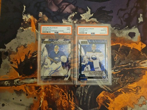 2023-24 DEVON LEVI O PEE CHEE PLATINUM HOCKEY COSMIC ROOKIE AUTO 14/35 PSA 9